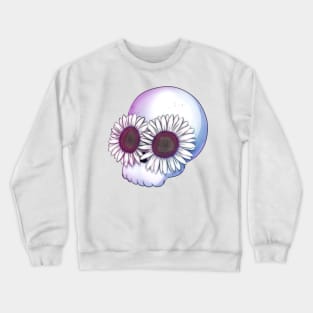 Skull with white flowers Crewneck Sweatshirt